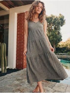Corinne Maxi Dress Stripe Coastal Boho Soft Coastal Minimalist California Cool